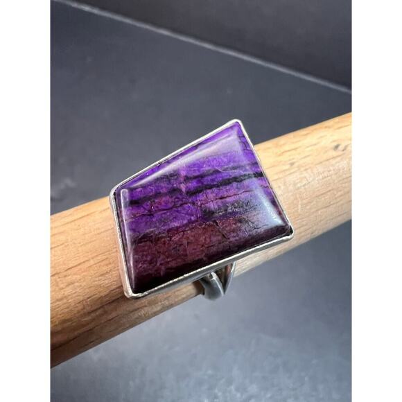 Vintage sugilite sterling silver ring size 5 - Picture 13 of 16